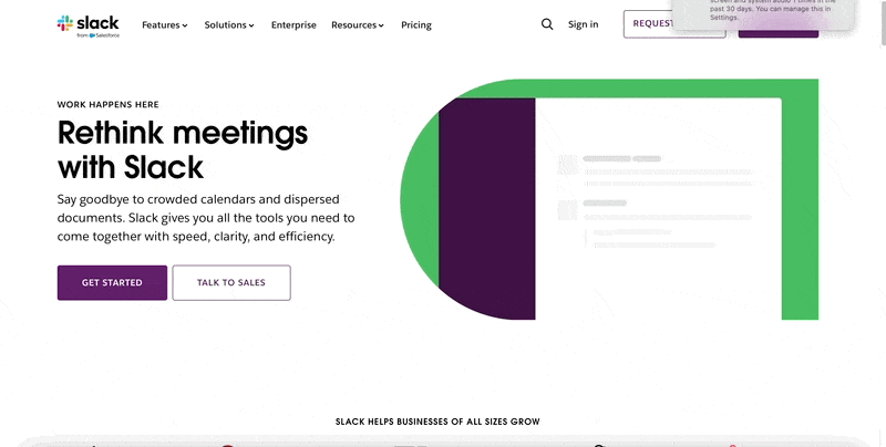 Slacks animated landing page hero video