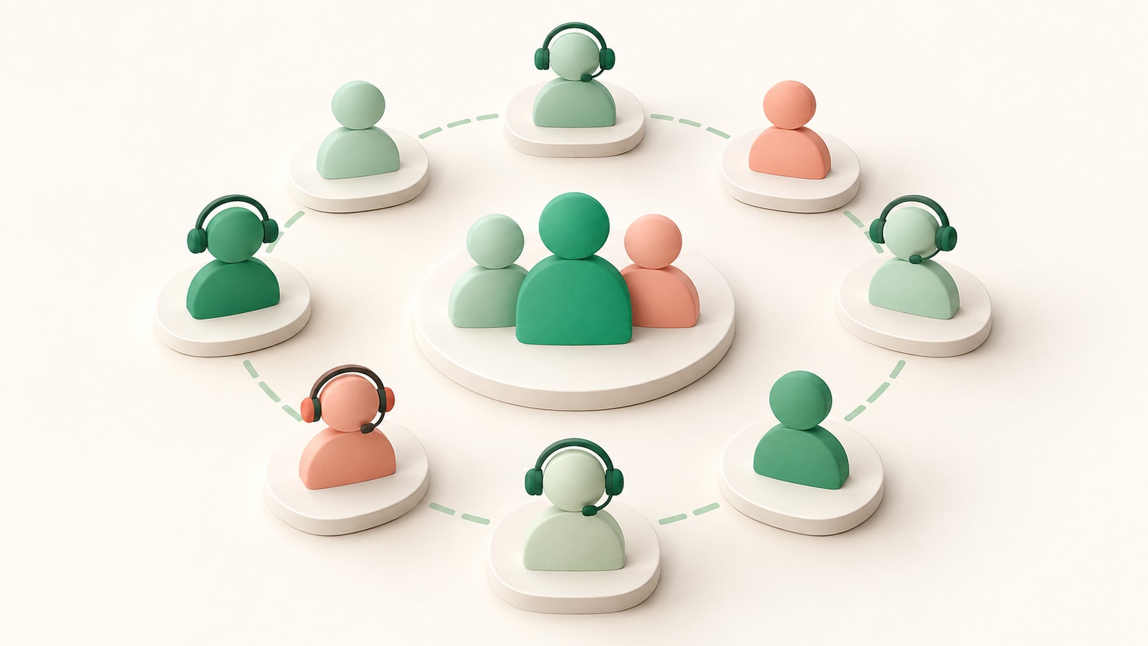 Small core support team surrounded by a flexible ring of additional customer care specialists
