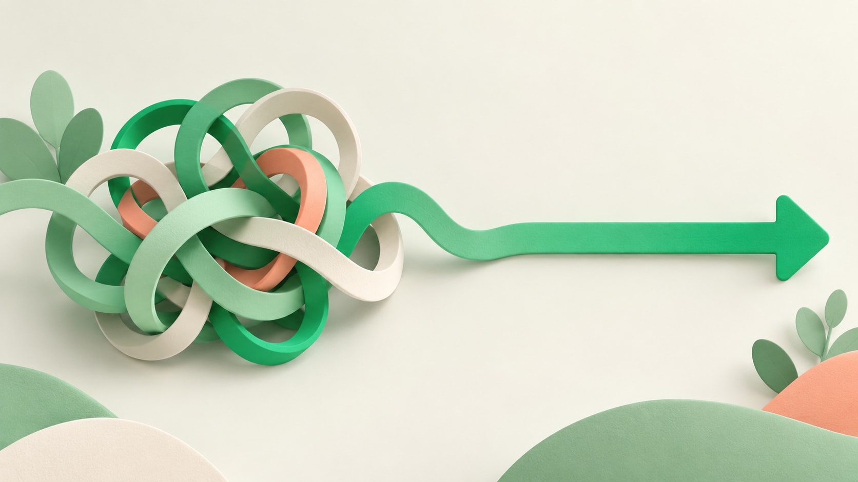 Tangled line straightening into a clear path, representing fixing support scaling problems