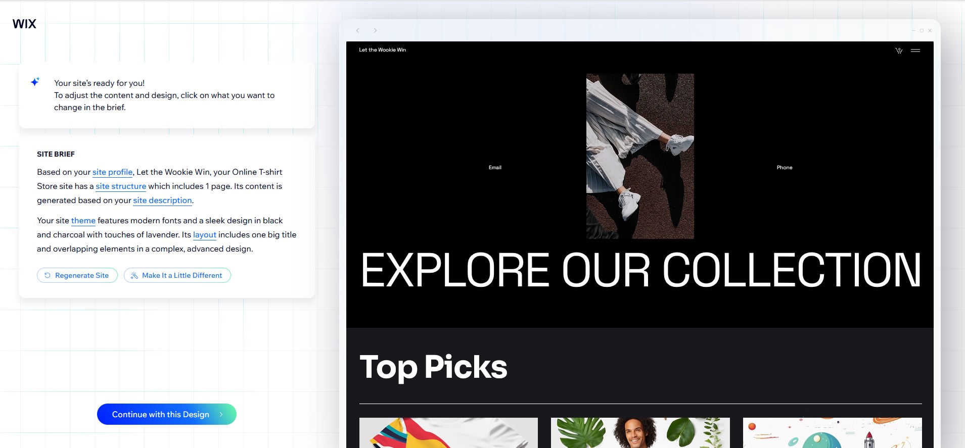 Wix AI design generation tool