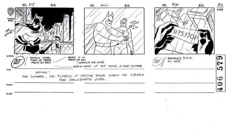 Batman animation storyboard example