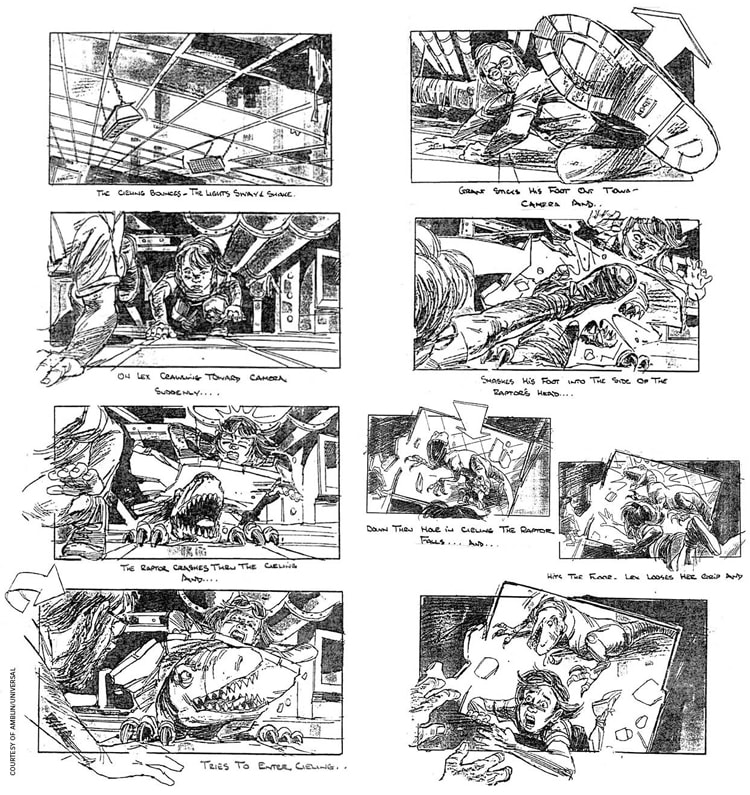 Jurassic Park storyboard scene