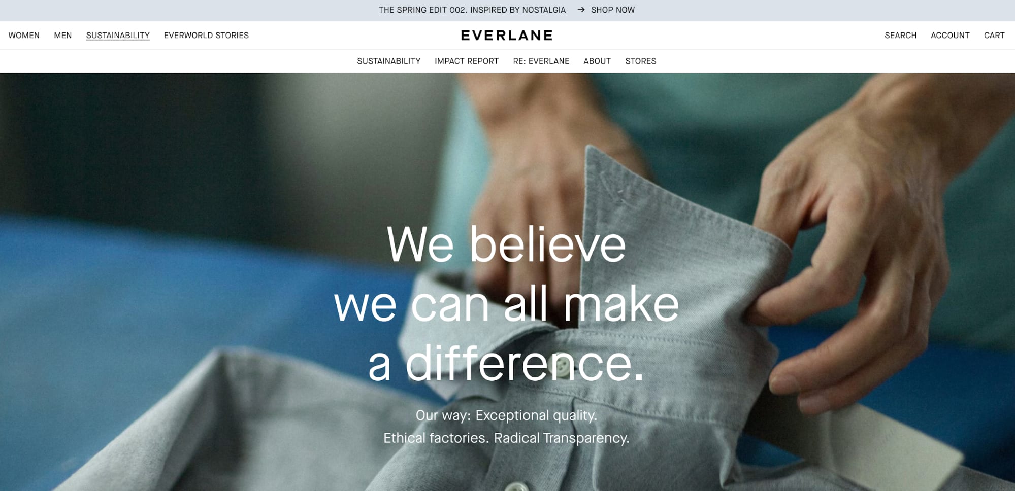The About section of Everlane’s website