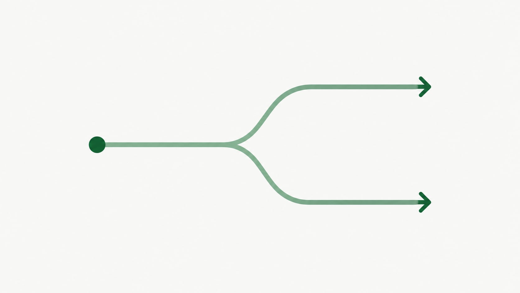 Path splitting into two directions, representing a decision