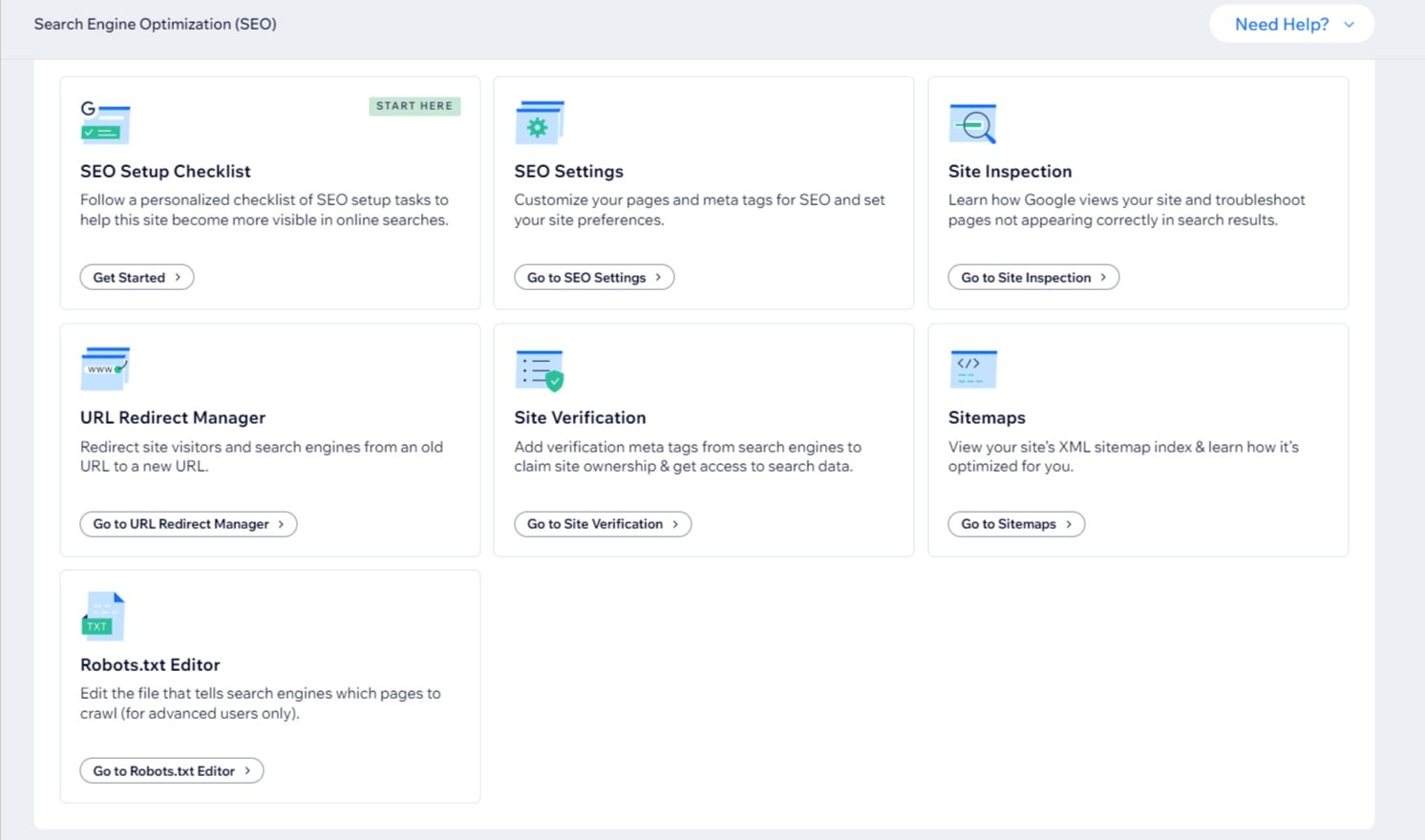 Wix SEO dashboard