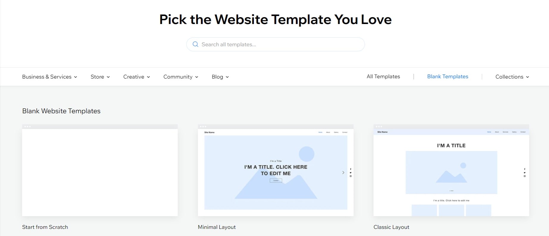 Website blank templates for Wix