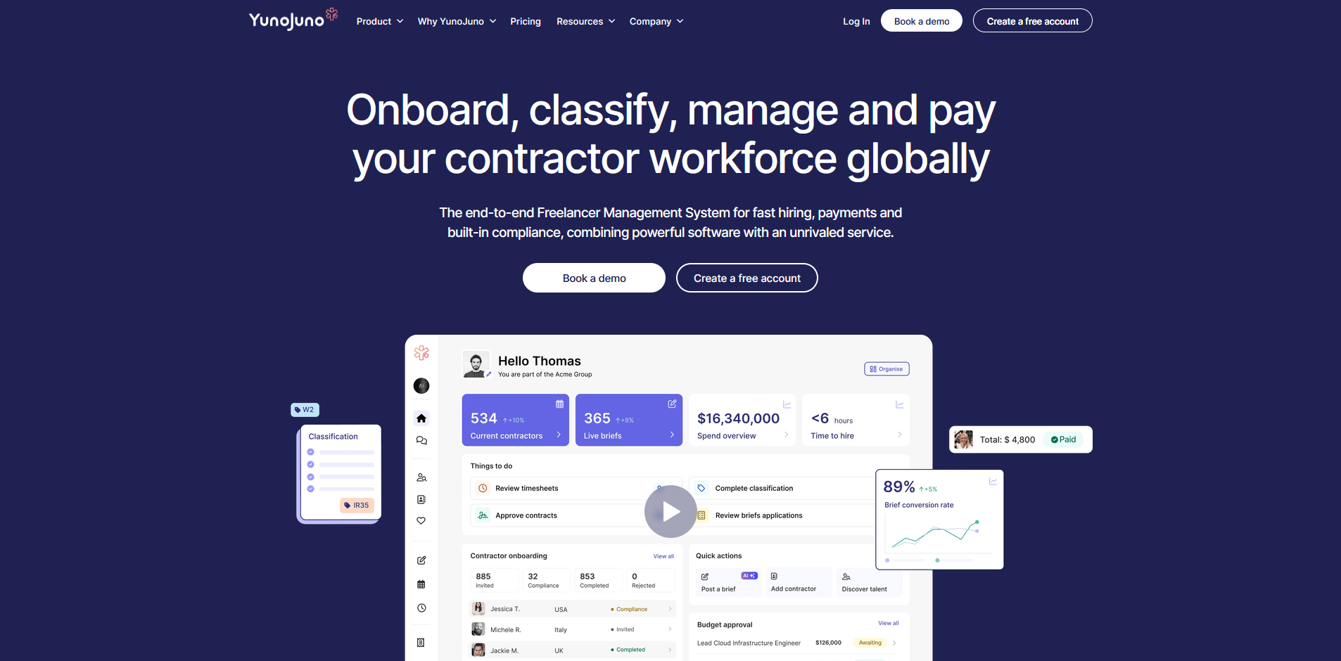 YunoJuno's Landing Page