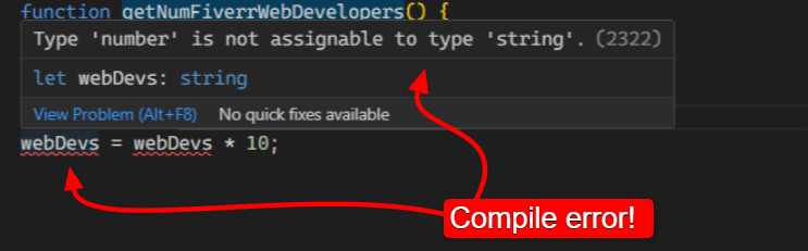 Compile error because of TypeScript type checking
