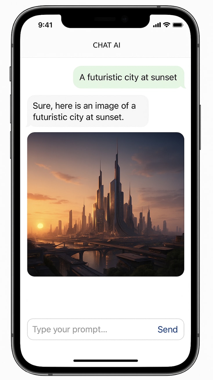 UI and Response of Image Generation Feature on App