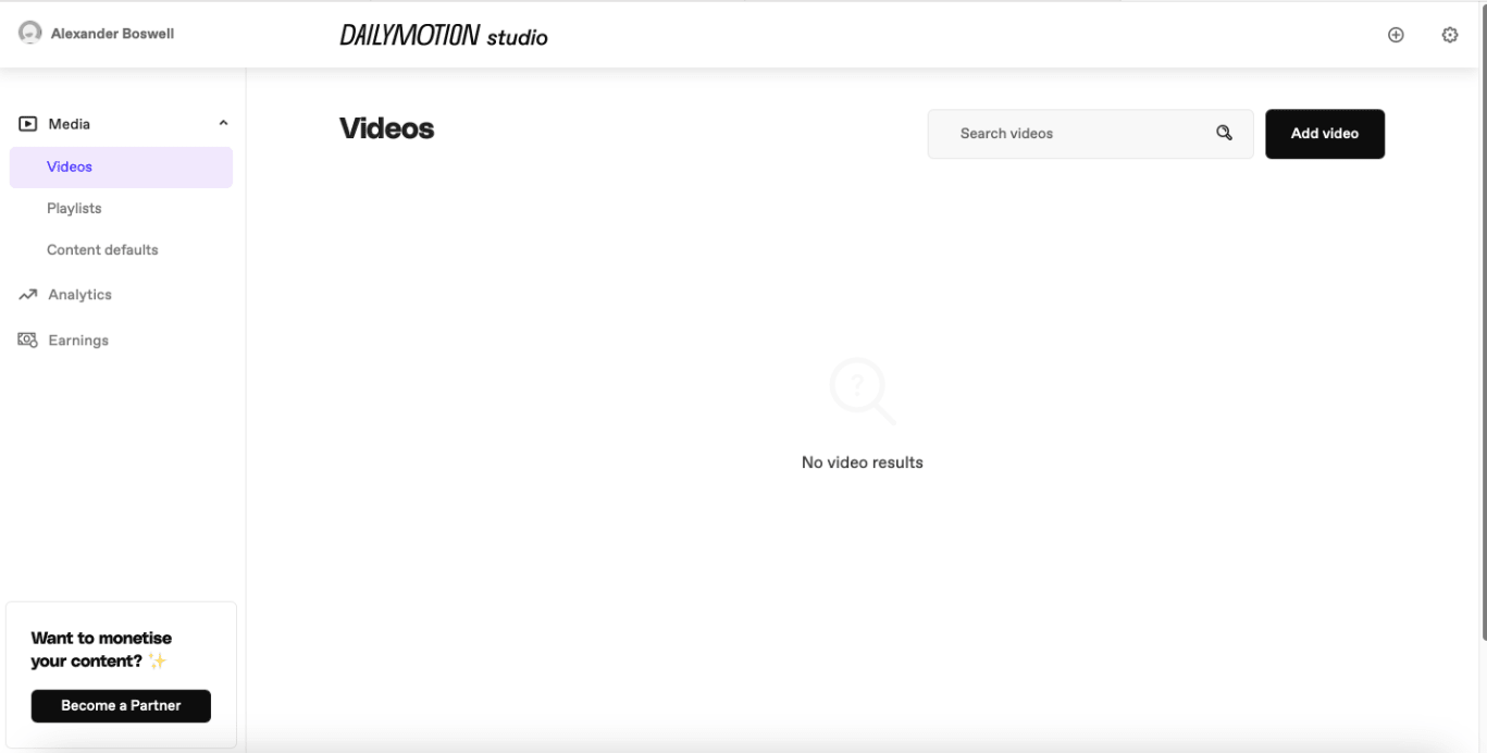 Dailymotion interface