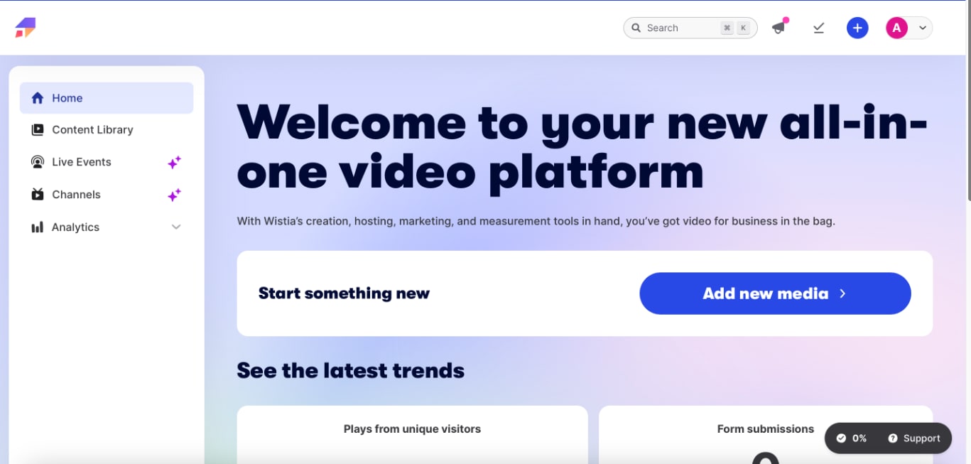 Wistia dashboard