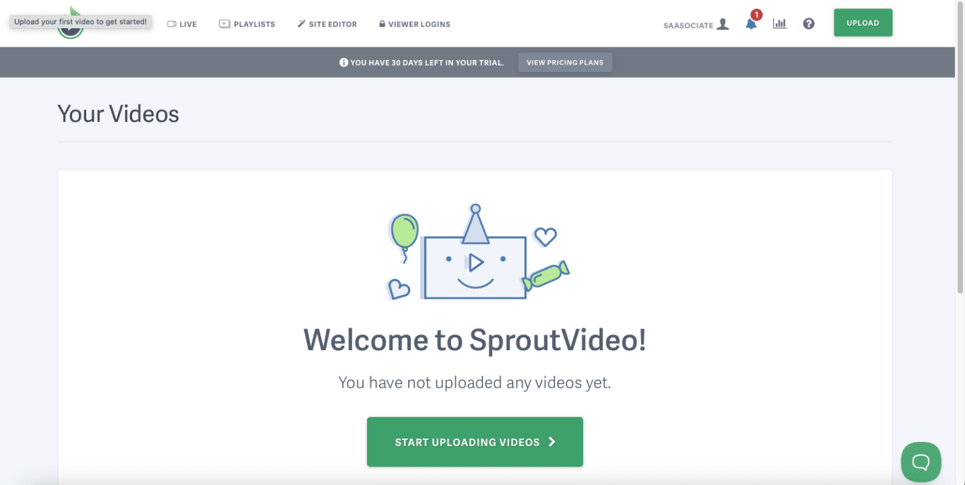 SproutVideo welcome page