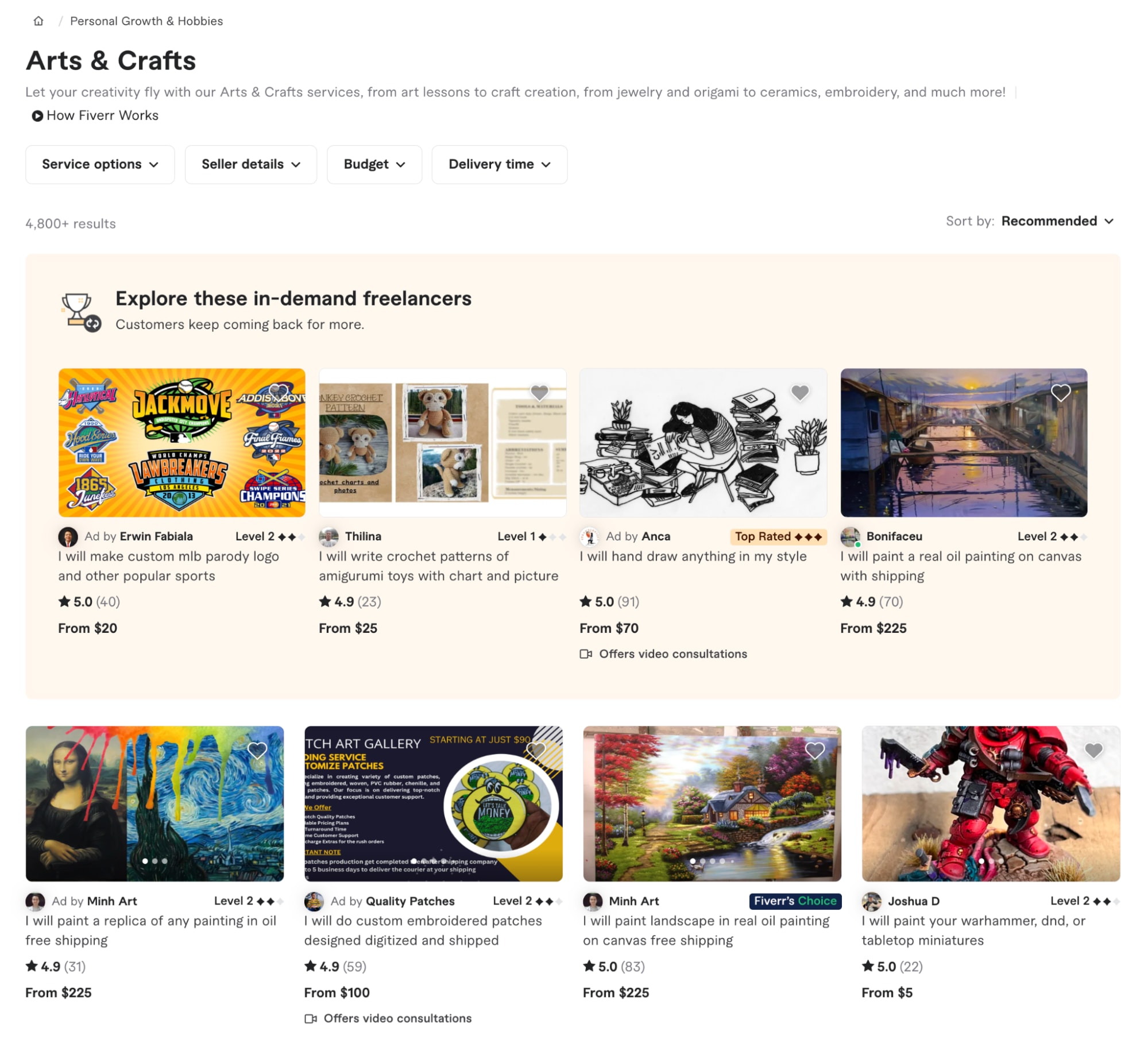 Buy Arts & Crafts services in Fiverr