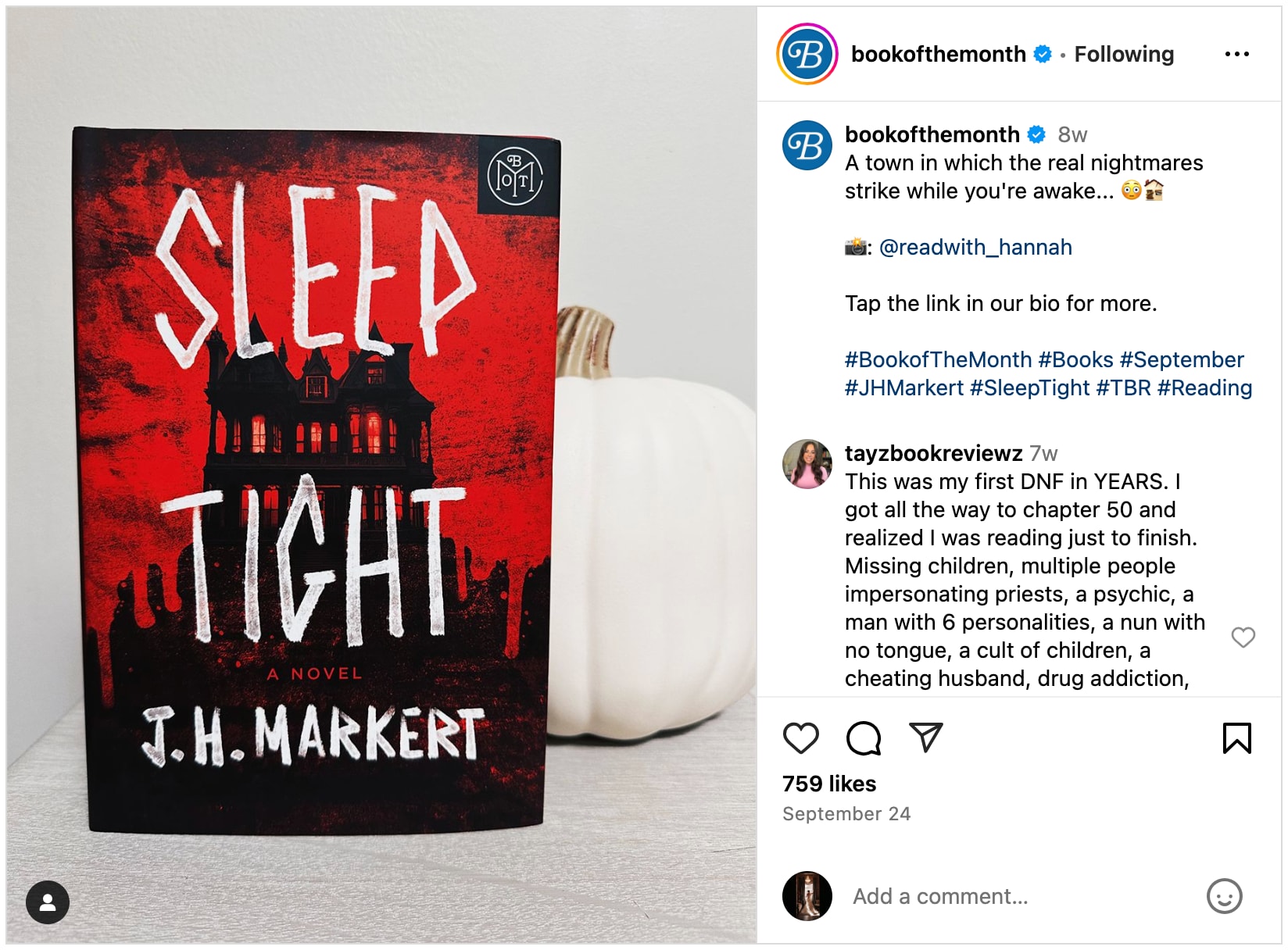 Sleep Tight' by J.H. Market book