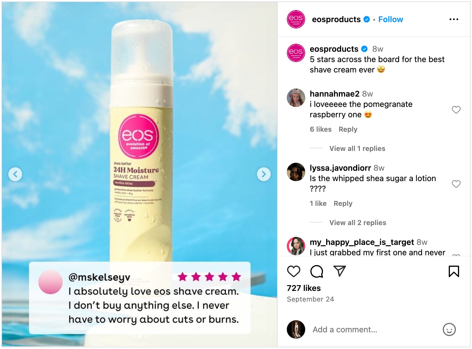 EOS 24H Moisture Shave Cream with a user review