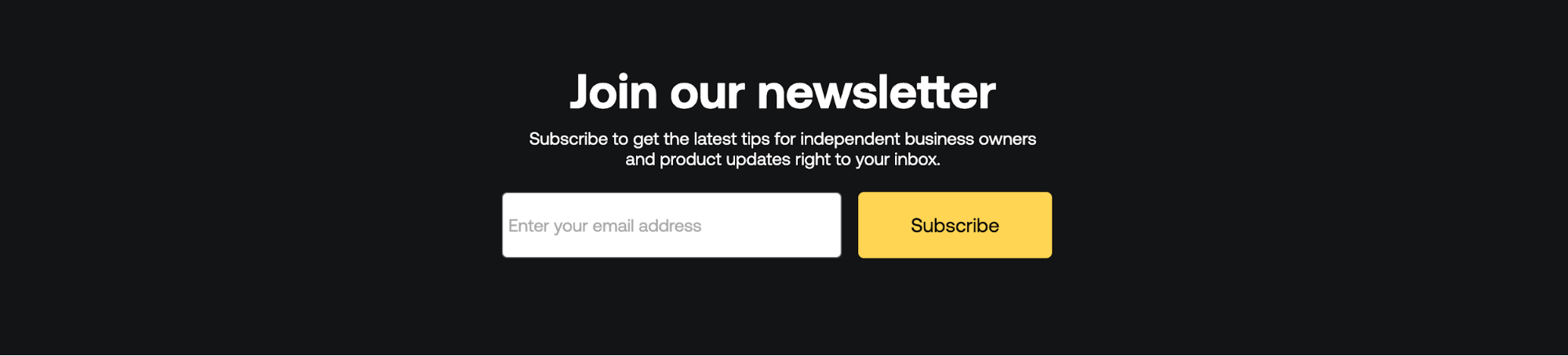 Newsletter signup form on HoneyBook’s website