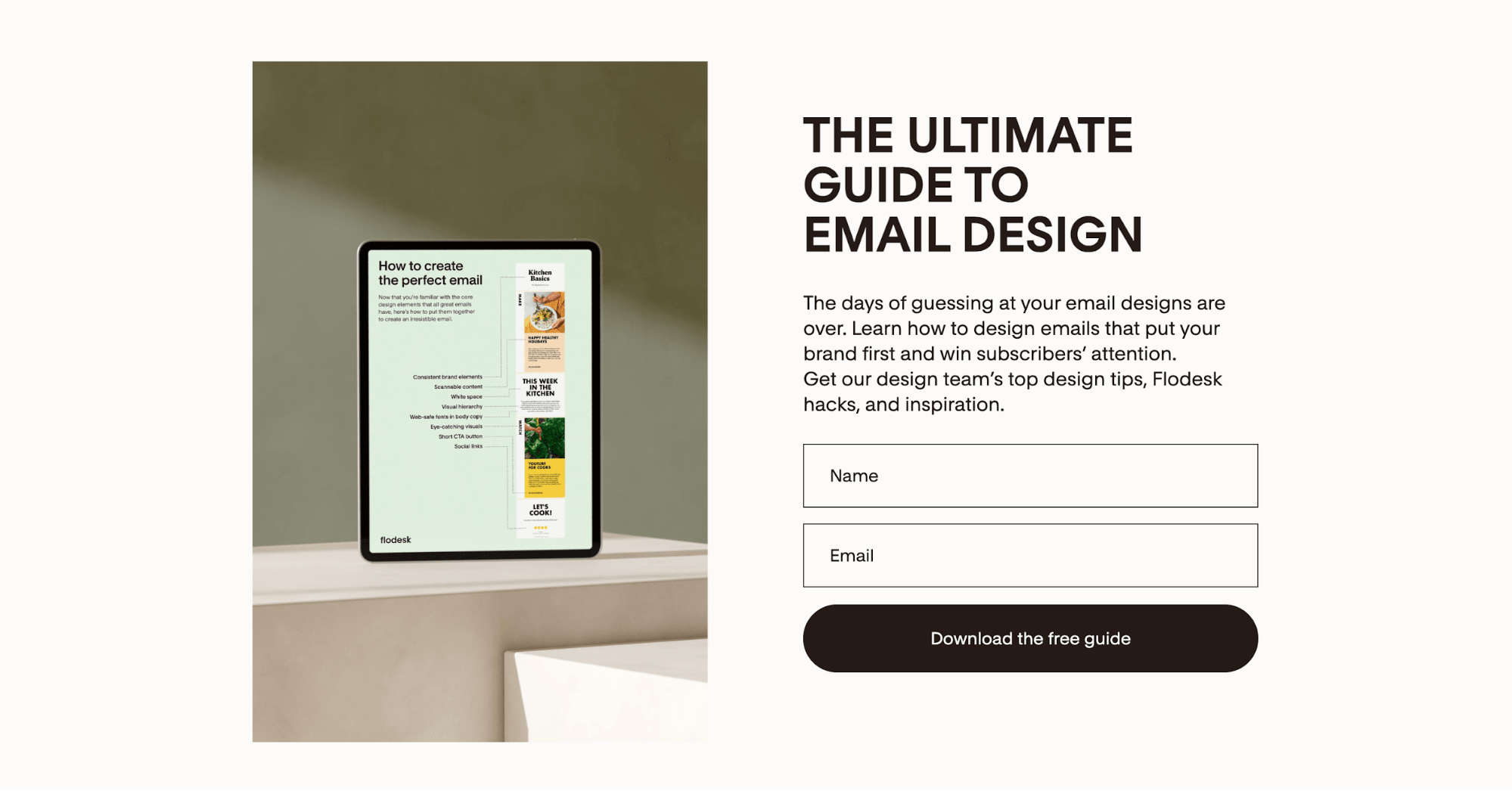 Lead capture form on Flodesk’s website