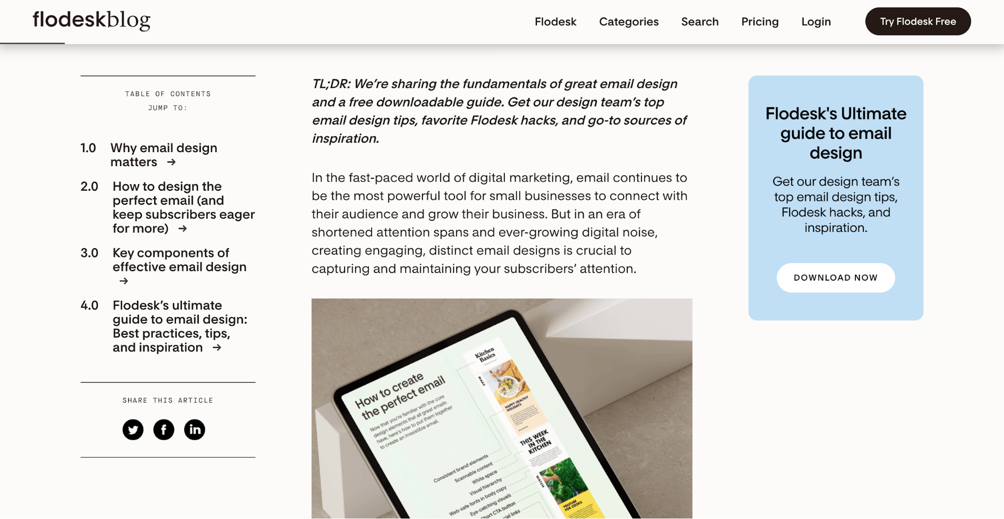 Blog post on Flodesk’s website