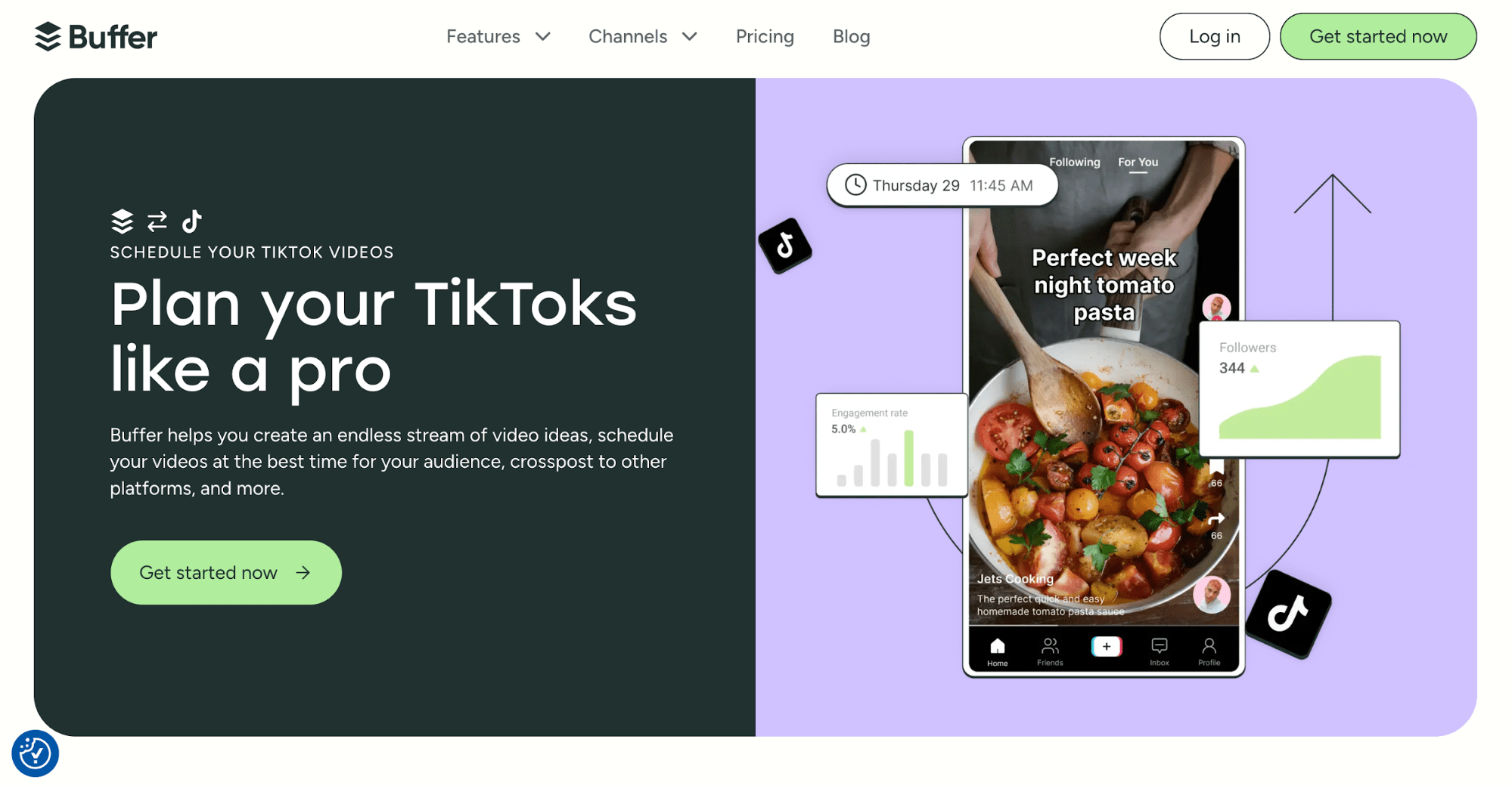 Landing page on Buffer’s website
