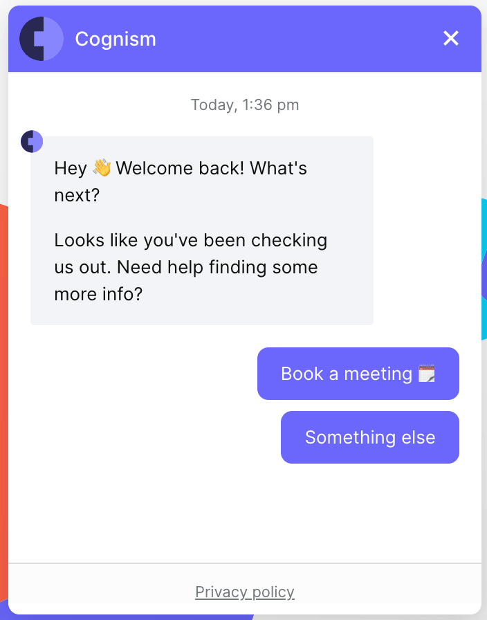 Chatbot on Cognism’s website