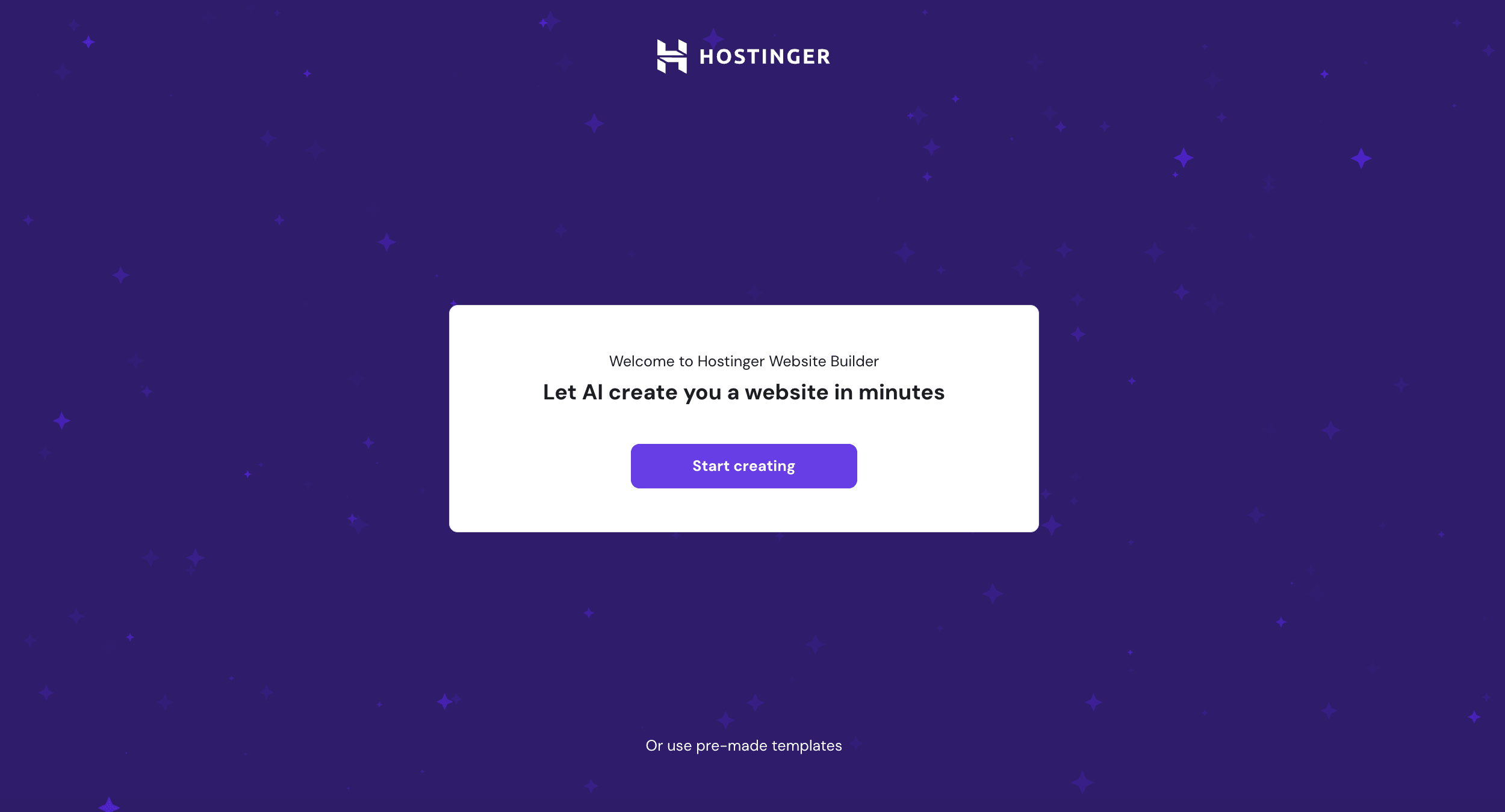 Hostinger website builder step let AI create you a website