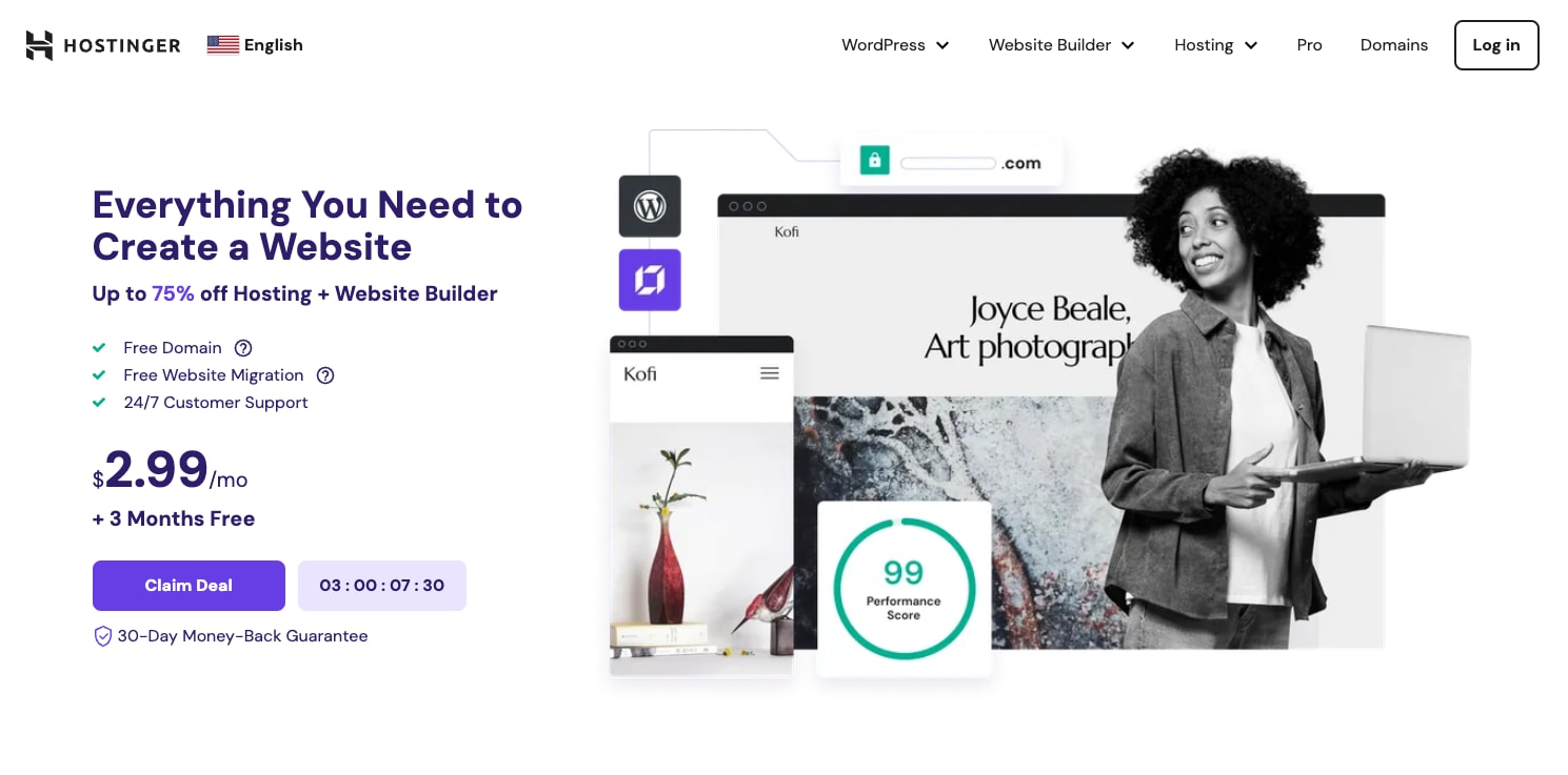 hostinger homepage screenshot