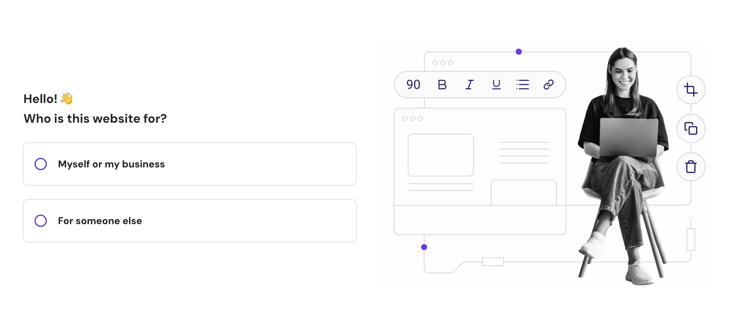 Screenshot Hostinger hPanel onboarding myself or for someone else options