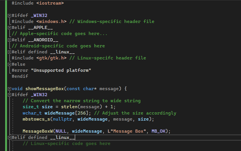 Example of C++ code that needs to detect the underlying operating system