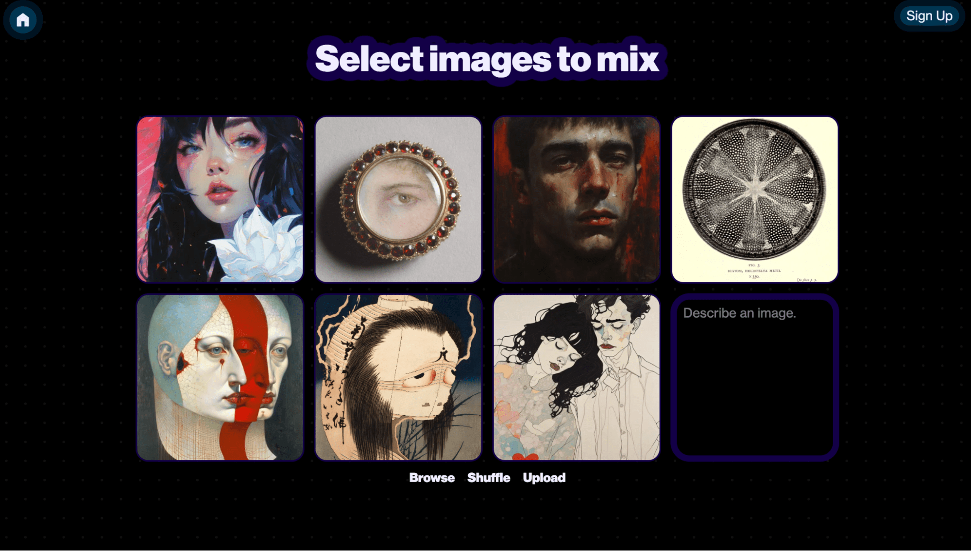 Artbreeder interface