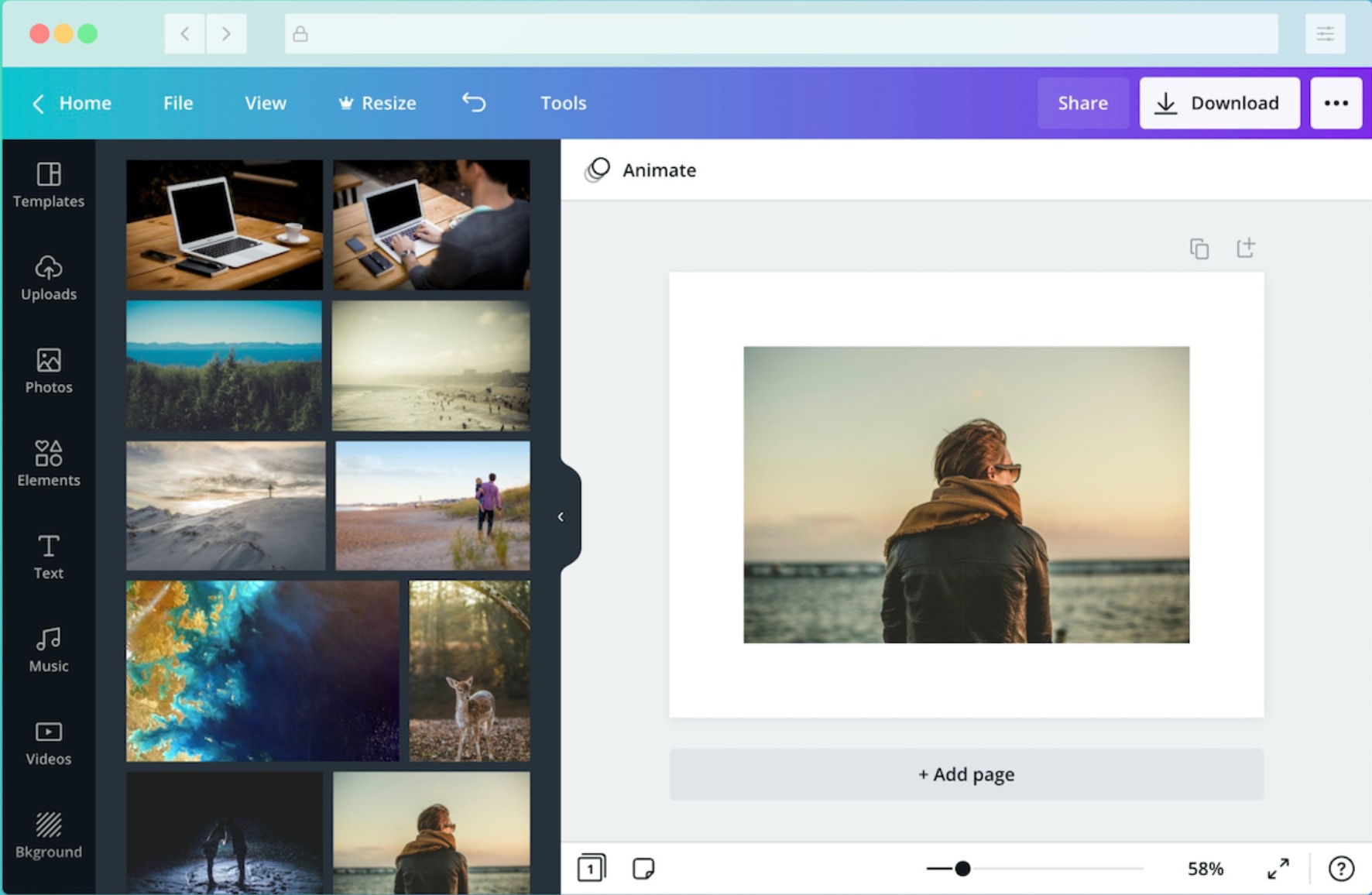 Canva interface