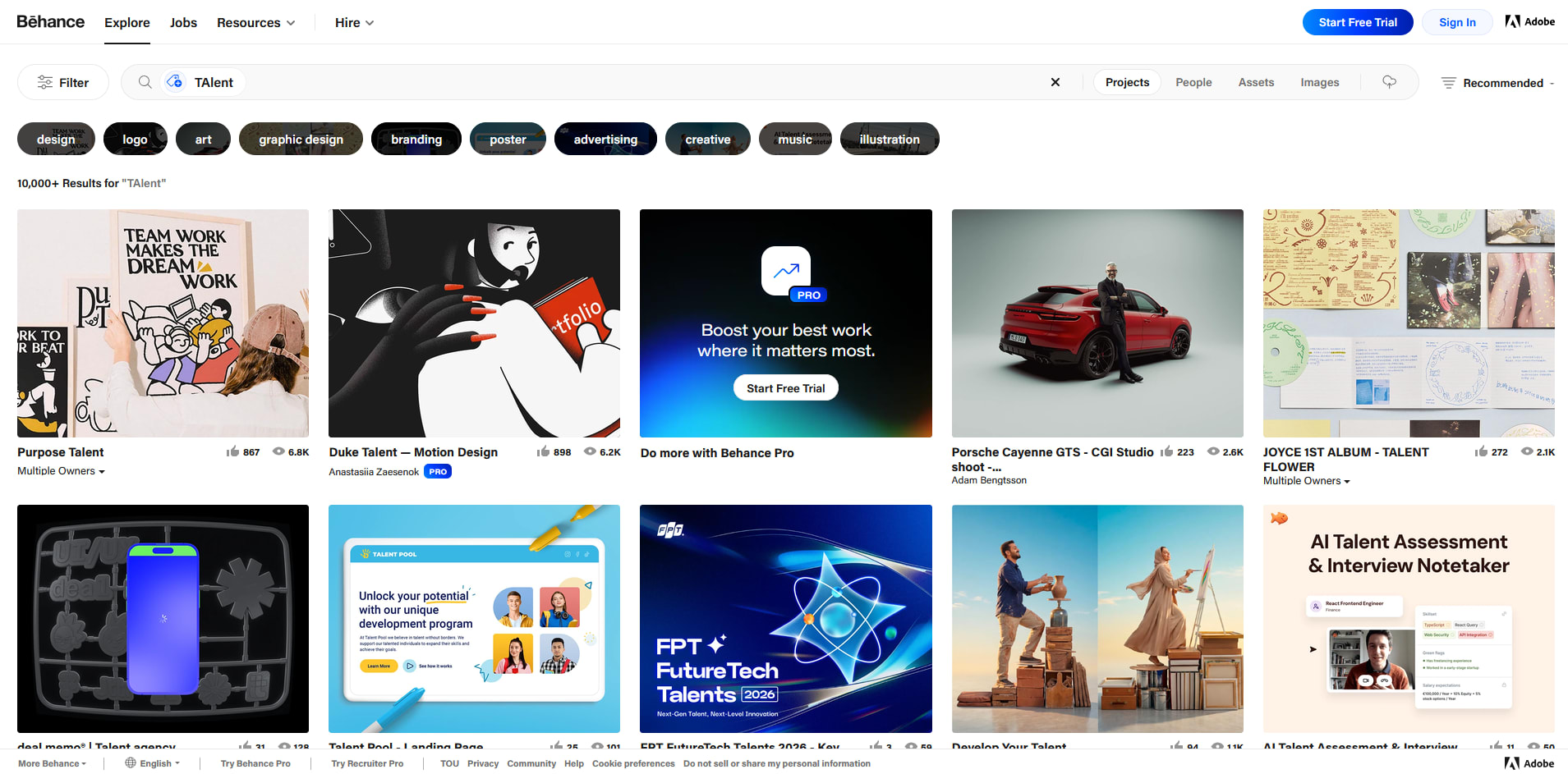Behance's Landing Page