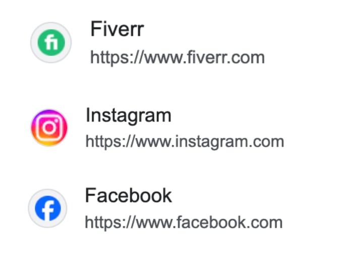 Favicon examples from Google search