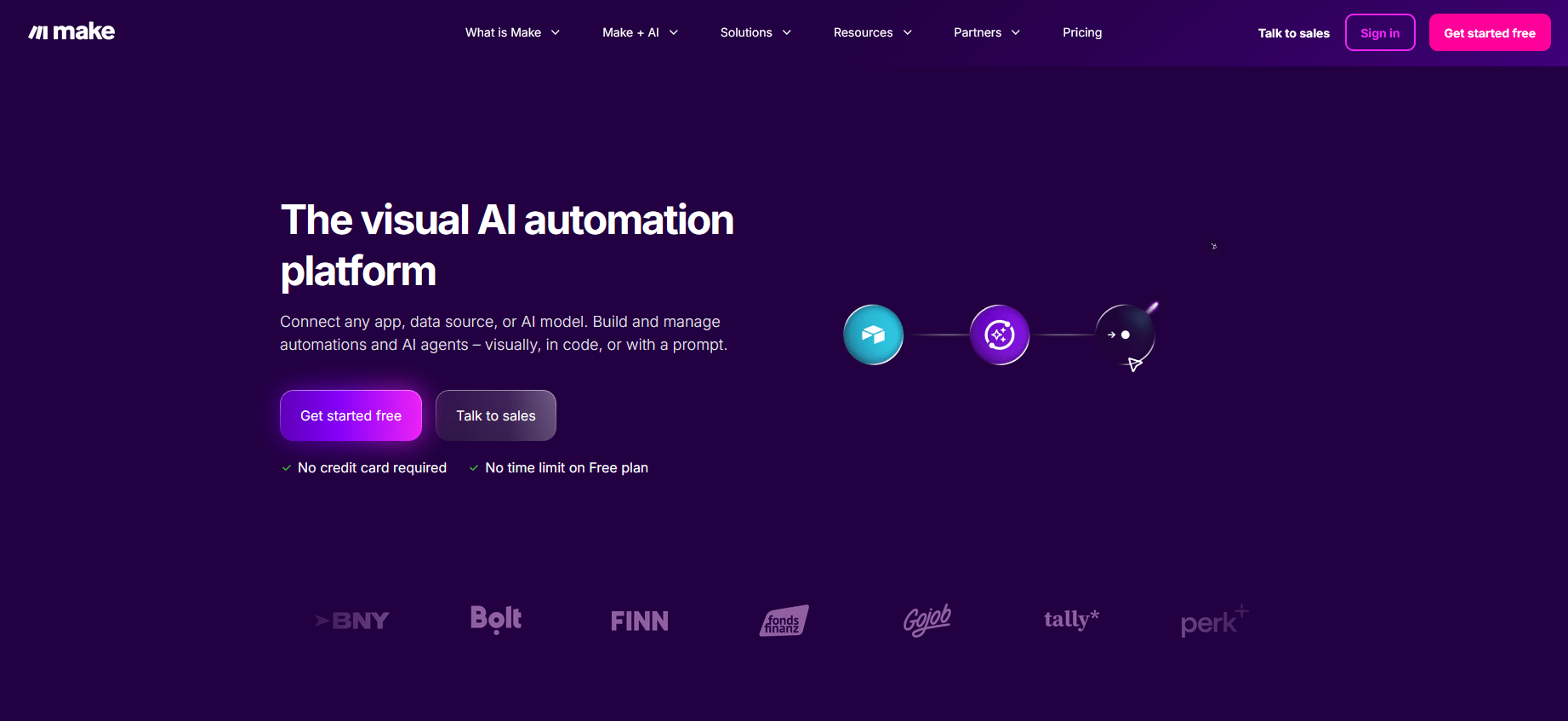 Landing page of Make