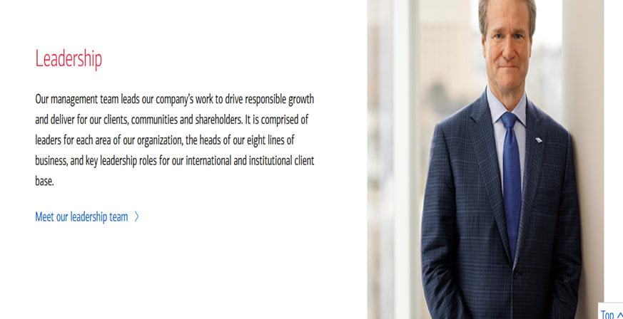 Bank of America’s About page