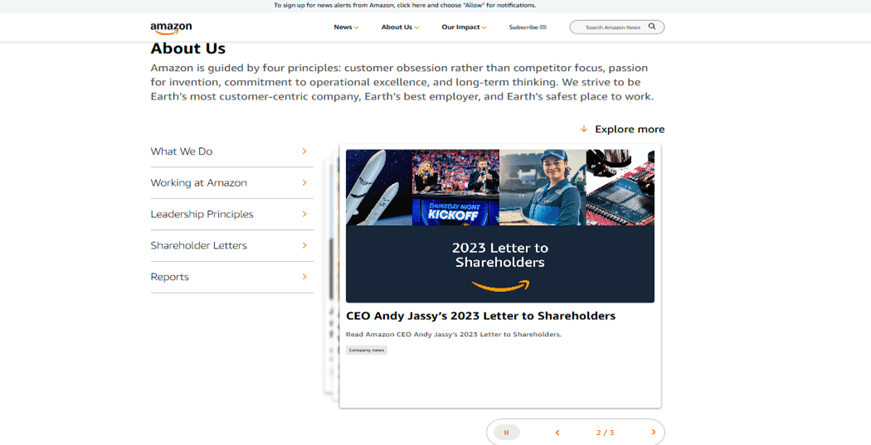 Amazon’s About page