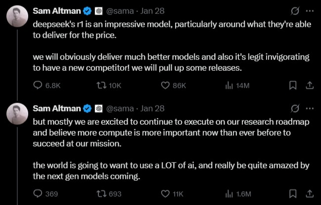 Sam Altman’s X post