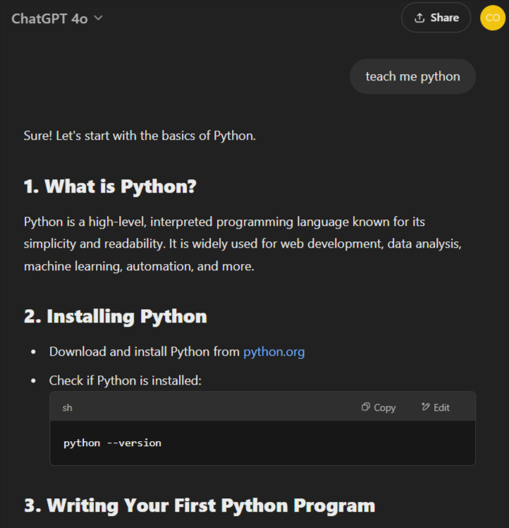 ChatGPT teaching abilities