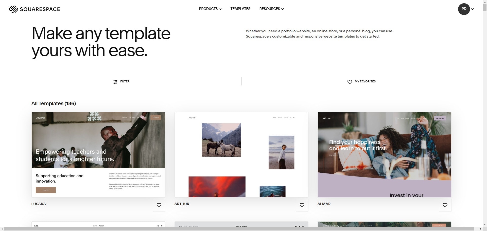 Squarespace templates site