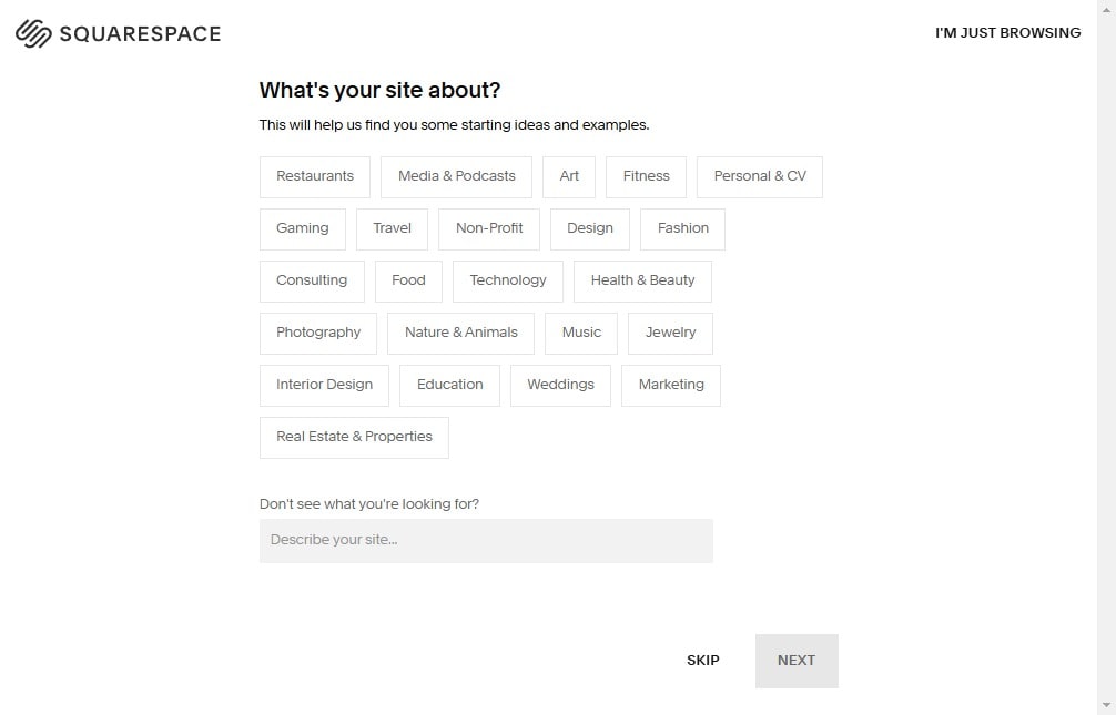 Squarespace steps to create a website using its AI generator.