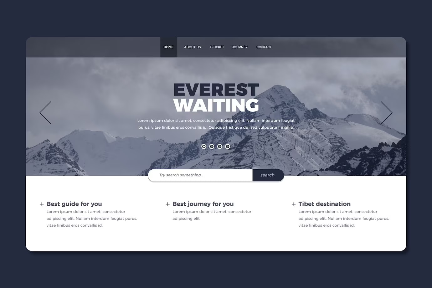 Everest Waiting website homepage mockup