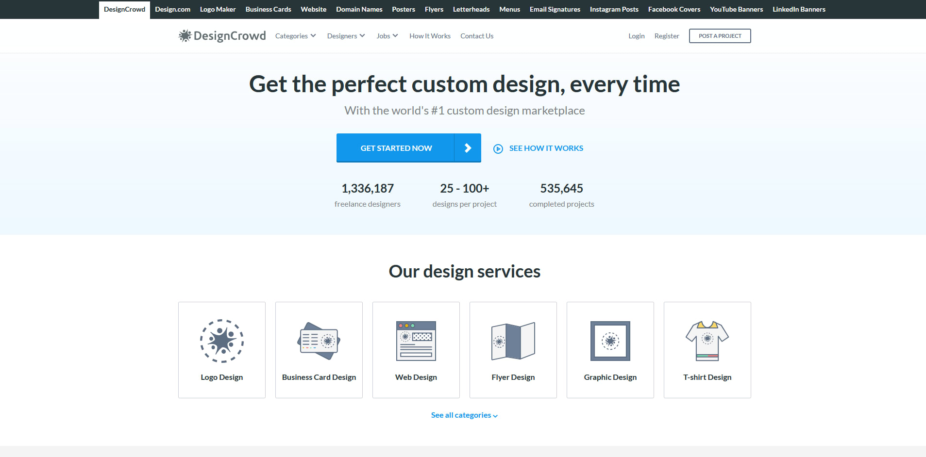 Design Crowd's landing page