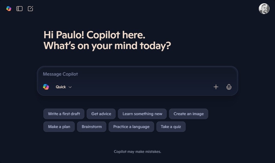 Microsoft/Copilot interface