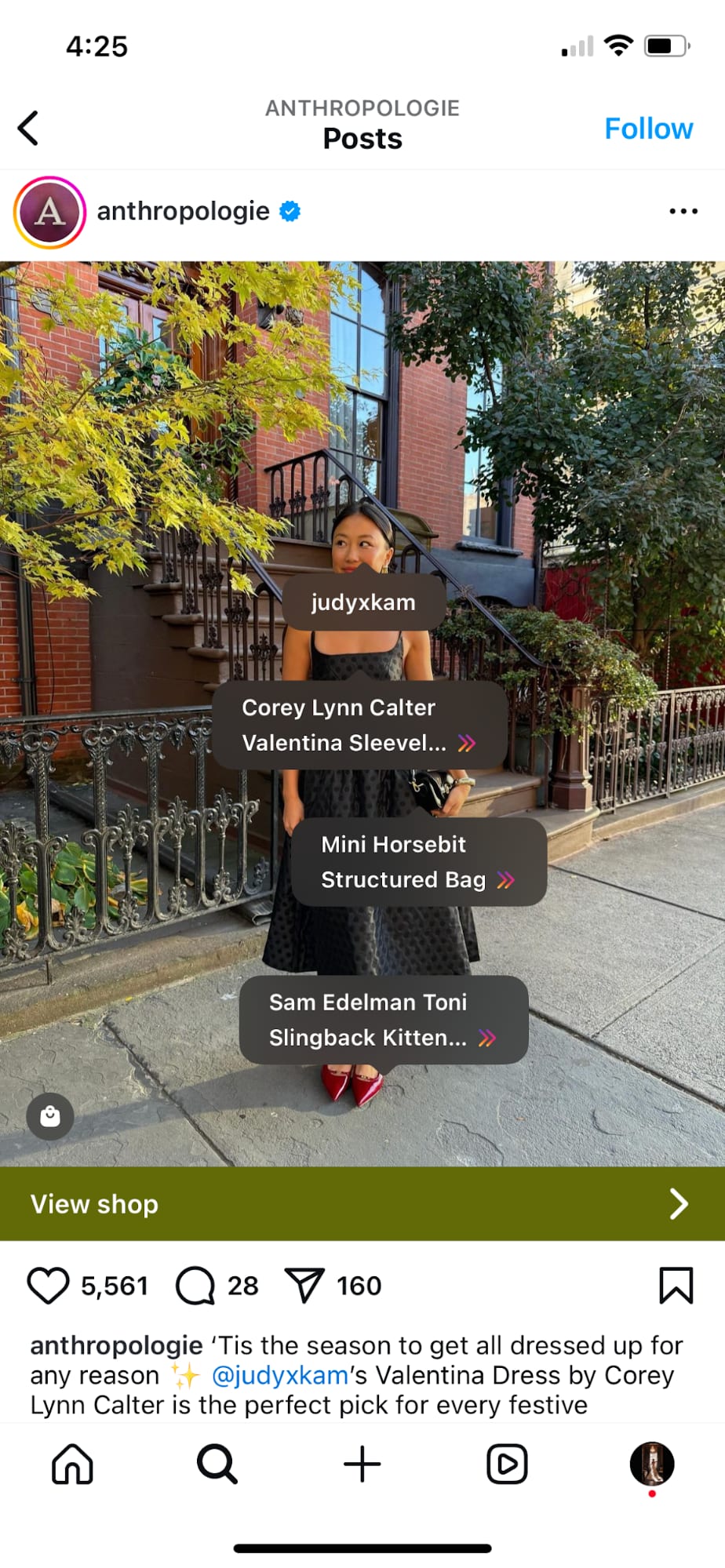 Anthropologie tags a featured product in its UGC