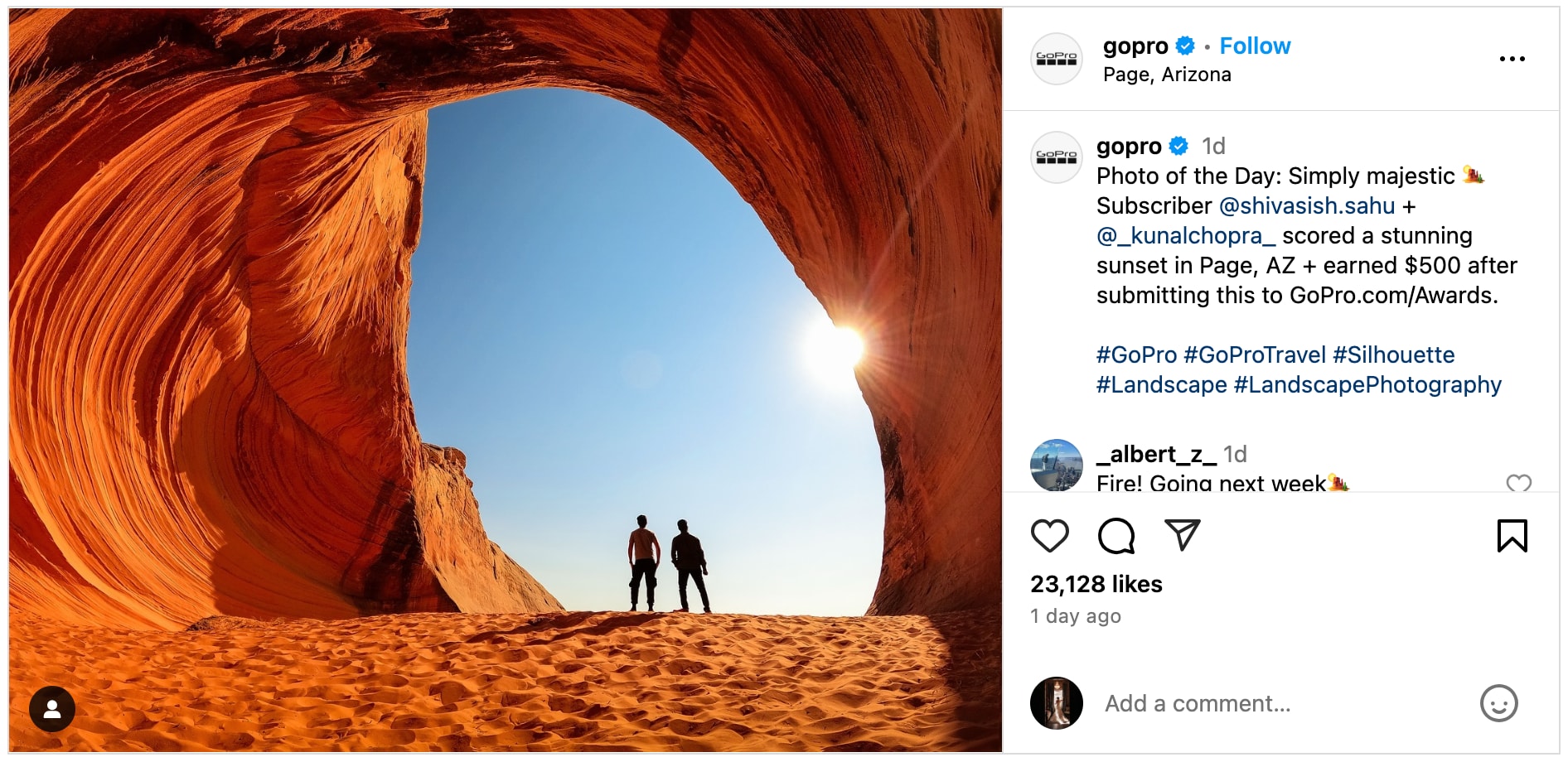 GoPro UGC contest winner on Instagram
