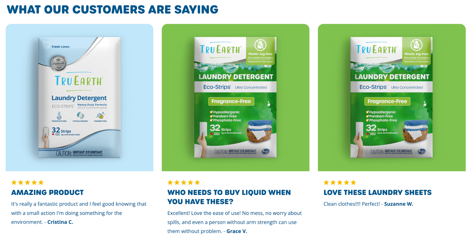 Tru Earth testimonials, an example of UGC