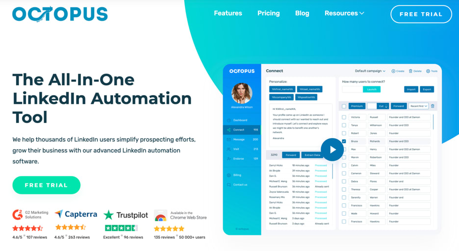 Homepage of Octopus CRM