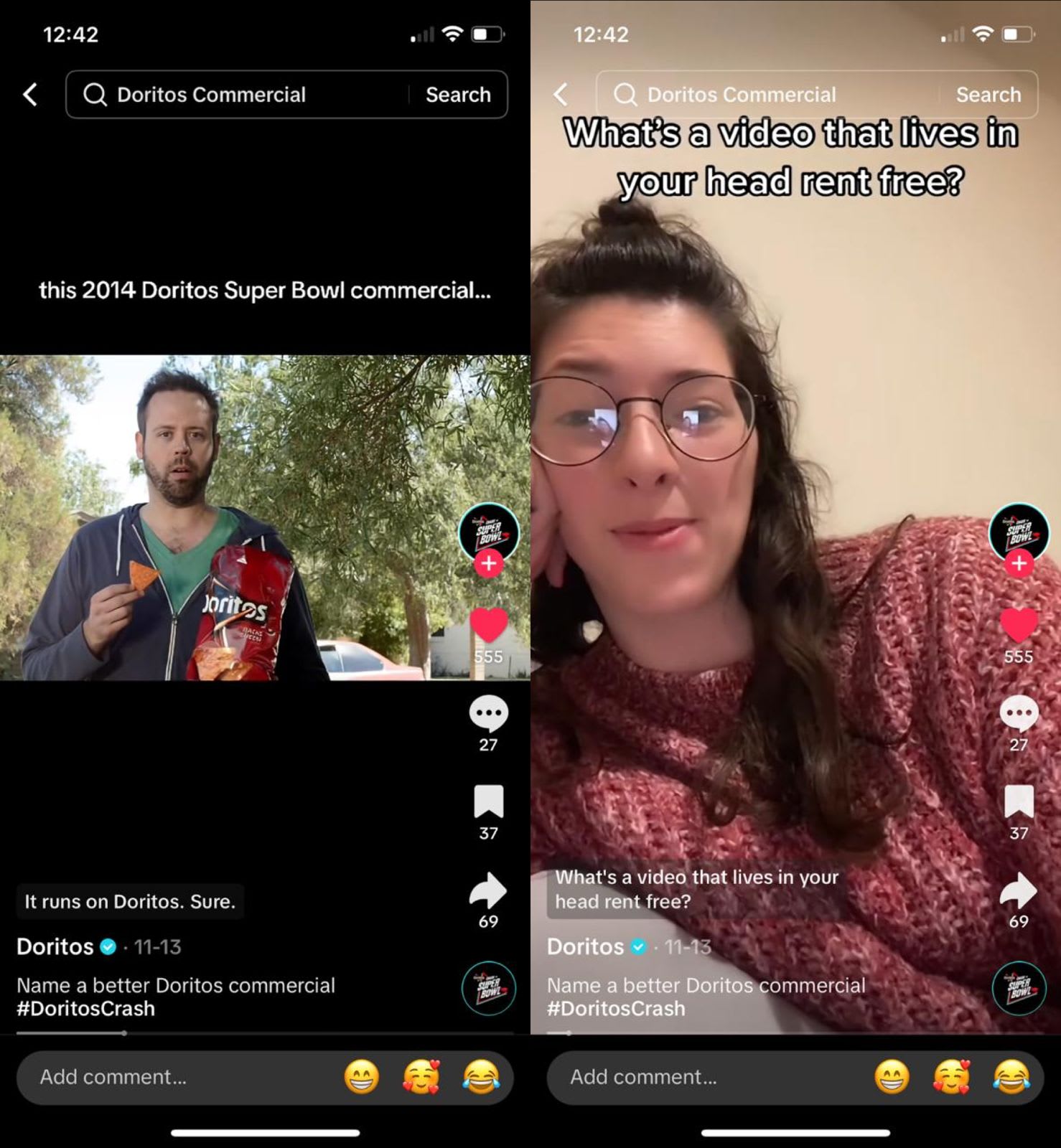 A user reminiscing about the iconic 2014 Super Bowl commercial