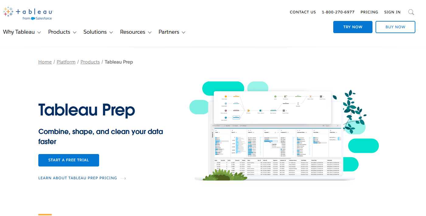 Tableau Prep home page