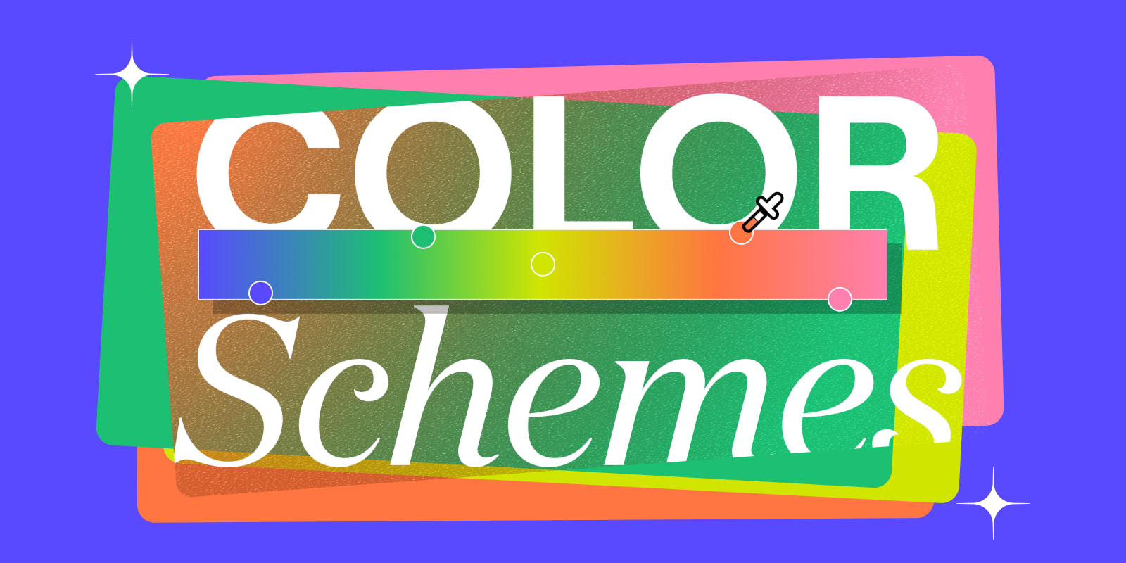 A colorful graphic with the words 'COLOR Schemes' layered over a rainbow gradient bar, showcasing a spectrum of colors A colorful graphic with the words 'COLOR Schemes' layered over a rainbow gradient bar, showcasing a spectrum of colors