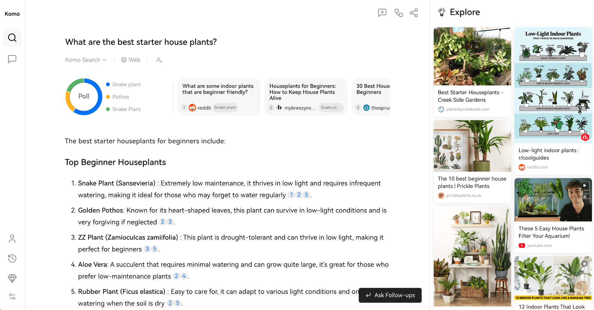 Komo’s interface